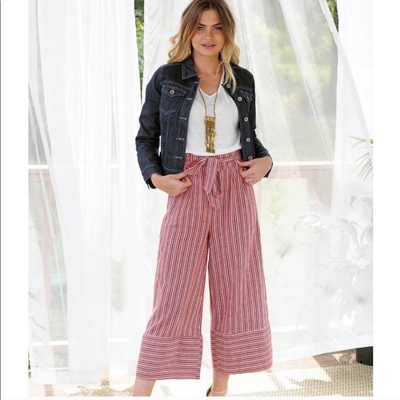 💼 Wide Leg Pants ~ red & white stripe ~ 16 styles - Picture 2 of 10